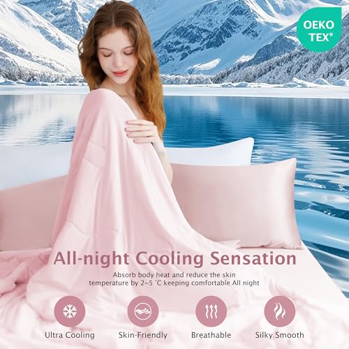 BEAUTEX Queen Cooling Comforter - Lightweight Blanket for Hot Sleepers, Pink