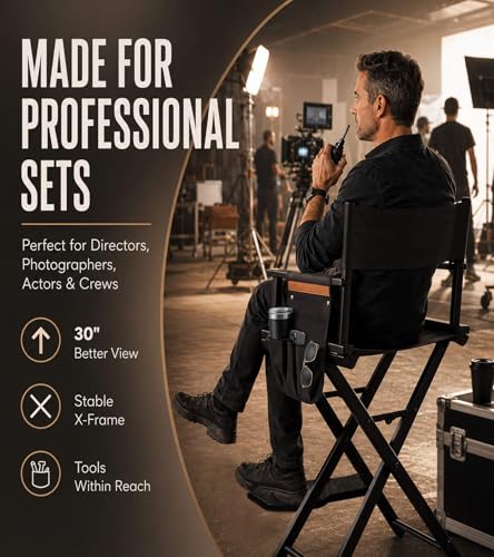 30-Inch Extra Tall Folding Director Chair, Lightweight Makeup Artist Chair