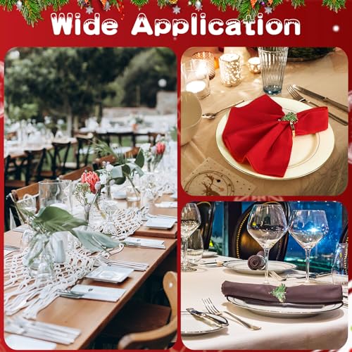 Elegant 6 pcs Metal Xmas Tree Napkin Rings Set - Christmas Table Decor