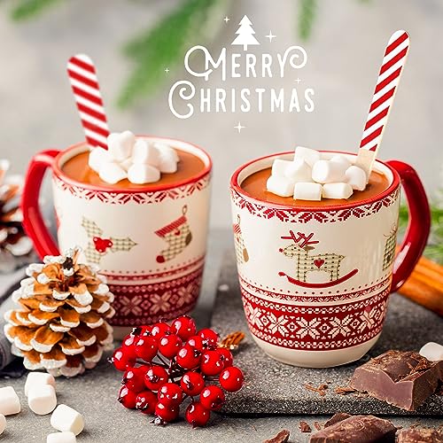 Umigy 100 Pcs Christmas Disposable Wooden Spoons 5.5'' Red White Stripe (Variation: Red White Stripe)