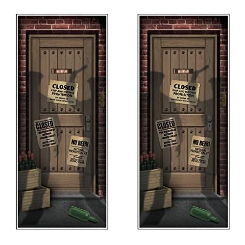 Beistle 2-Pack Speakeasy Door Cover, All-Weather Prohibition Era Hanging Decorations & Roaring 1920s Party Decor for Gatsby Themed Parties, 6' x 30"