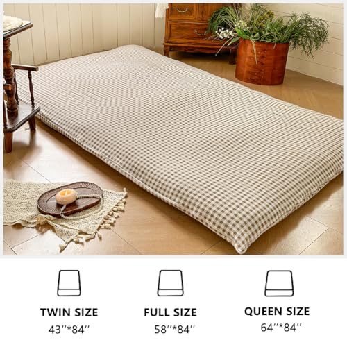 Twin Japanese Futon Mattress Cover - Gingham Check, 43"x84"
