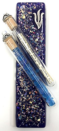 Art Glass Wedding Mezuzah with Shard Vessel - Handmade Blue Fused Glass