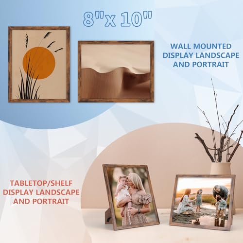 WIFTREY 18-Pack 8x10 Rustic Brown Picture Frames - Wall or Tabletop Bulk Set