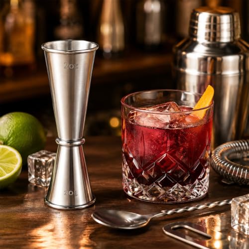 Premium Stainless Steel Double Jigger for Bartending - 1oz and 2oz Measuring Cups, Professional Cocktail Tool Set