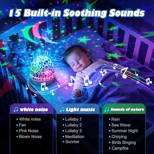 Dinosaur Egg Night Light Projector with 3 Films and Remote Control