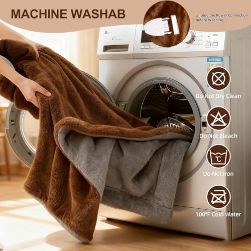 Electric Heated Throw Blanket 50x60, Soft Dual-Sided Flannel with 12 Settings