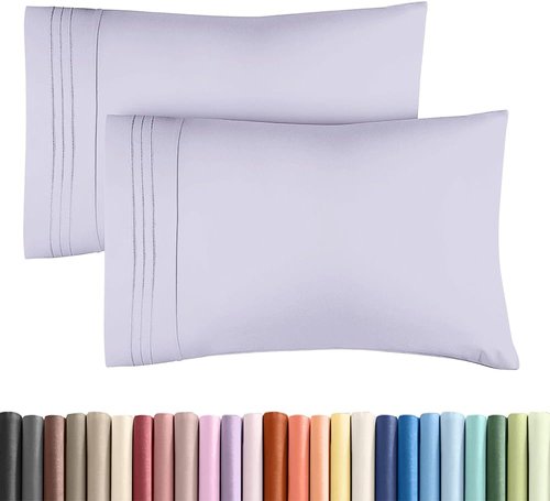King Standard Pillow Cases by King - Ultra-Soft Hotel Quality Covers | Fade-Free & Wrinkle Resistant - Light Lavender, Set of 2