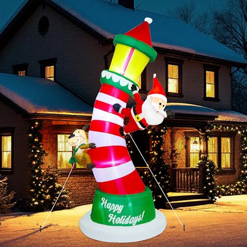 Lulu Home 9FT Christmas Inflatable Lighthouse with Santa & Reindeer - Variation Lighthouse - 9FT Height