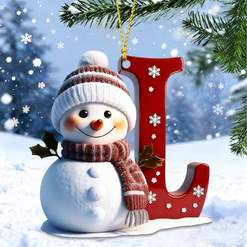 QETRABONE Snowman Christmas Ornaments - Flat Letter Decor for Tree, L (Set of 26)