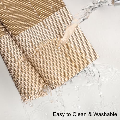 Woven Vinyl Placemats Set of 6, Heat-Resistant Washable Table Mats 17x12"
