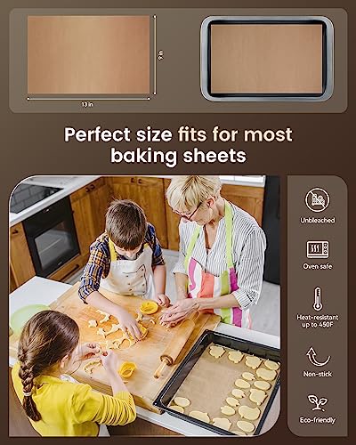Precut Unbleached Parchment Paper Sheets 9x13 - Non-Stick Baking Paper, 100 Pack