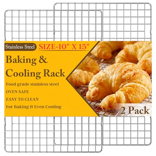 Stainless Steel Cooling Racks for Baking & Roasting, 10" x 15" (Set of 2)