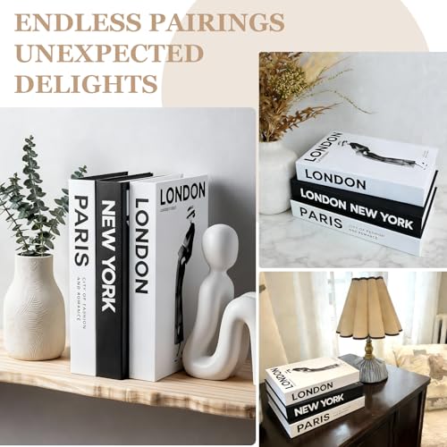 Faux Decorative Book Set of 3, Modern Coffee Table & Shelf Decor Boxes