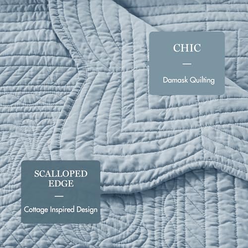 Coastal Damask Quilted Daybed Cover Set - 6-Piece All-Season Bedding