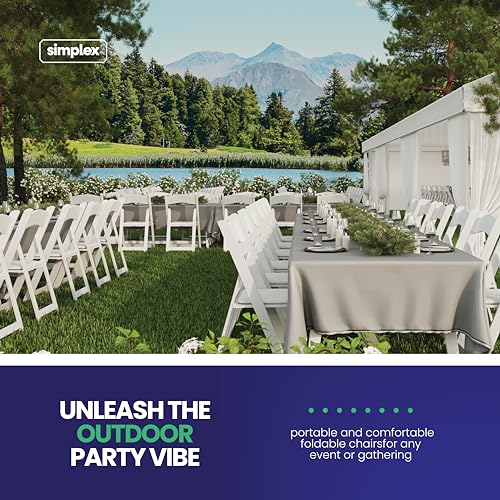 Heavy-Duty Resin Folding Chairs with Padded Vinyl Seats, White, 4 Pack