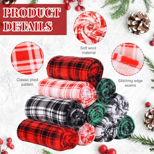 32 Pack Christmas Buffalo Plaid Throw Blankets 60x50 Inches Cozy Flannel Holiday Decor
