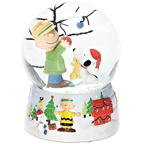 Snoopy and Charlie Brown Musical Christmas Snow Globe - 100mm Water Globe