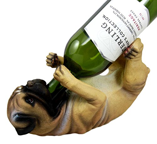 Fawn Pug Dog Wine Bottle Holder Figurine - Adorable Canine Decor for Kitchen & Wine Cellar
