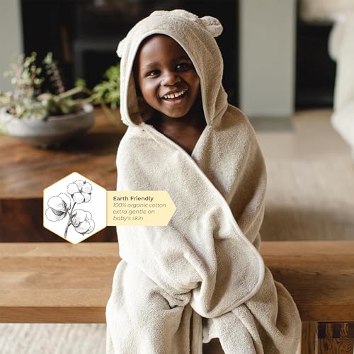 Burt's Bees Baby Organic Cotton Hooded Toddler Bath Towel - Animal Face