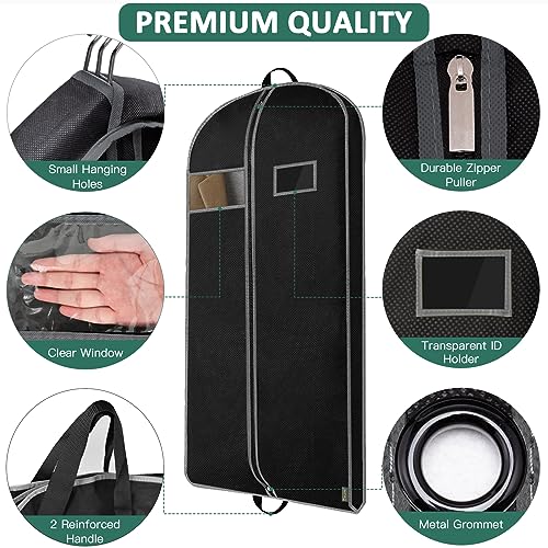 43-Inch Breathable Garment Bag with Shoe Compartment for Travel and Closet