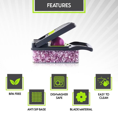 Multi Functional Vegetable Slicer, 13 in One Vegetable Chopper, Ideal for Slicing Onion, Potato, Works excellently as Dicer, Cutter or Slicer, The Perfect Veggie Pro Chopper