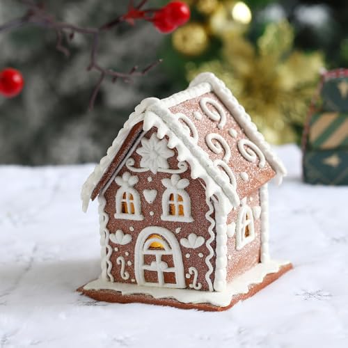 Lit LED Clay Dough Gingerbread House Tabletop Christmas Decoration