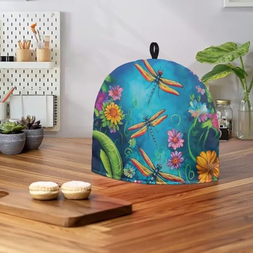 Insulated Tea Cozy for Teapot - Floral Dragonfly Print Thermal Cover