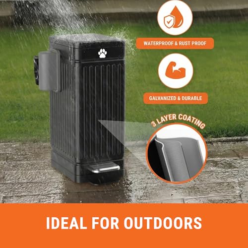 Outdoor Dog Poop Trash Can 3.2 Gal Metal Waste Bin with Lid and Pedal