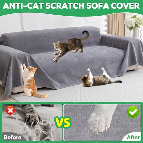 Waterproof Cat Scratch Proof Sofa Cover - 118"x71" Pet Protector