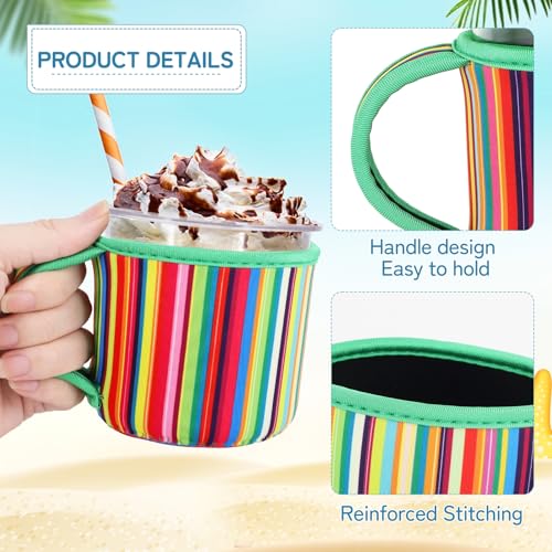 AJLTPA 4-Pack Reusable Animal Pattern Ice Cream Sleeves with Handle, 16oz