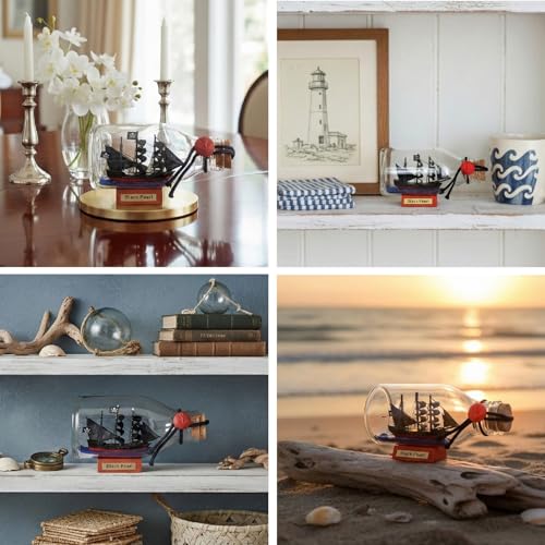 5-Inch Ship in a Bottle Nautical Model - Handmade Decorative Ornament