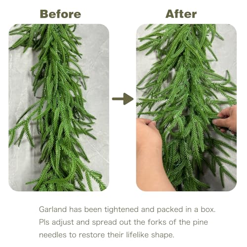 6FT 2PCS Norfolk Pine Garland Real Touch Christmas Decor - Senjie