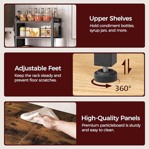 3-Tier Bakers Rack with Mini Fridge Shelf and Coffee Bar Station