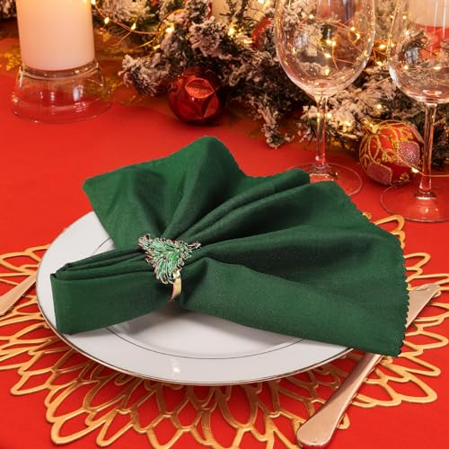 Elegant 6 pcs Metal Xmas Tree Napkin Rings Set - Christmas Table Decor