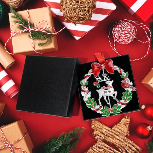 Sophena Large Dated 2026 Christmas Ornament with Rotatable Deer for Tree & Wreath Decoration