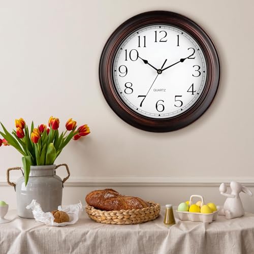 Small Silent Vintage Wall Clock - 8.5 Inch Battery Operated Non-Ticking