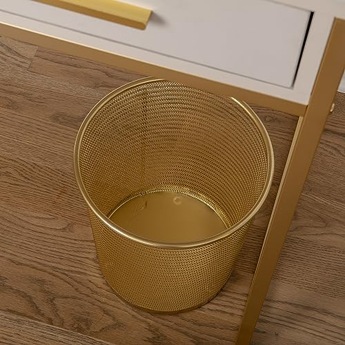 4.5 Gallon Metal Mesh Wastebasket, Gold Finish Trash Bin for Office