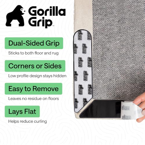 Gorilla Grip Double-Sided Rug Grippers for Hardwood Floors, 8 Pcs