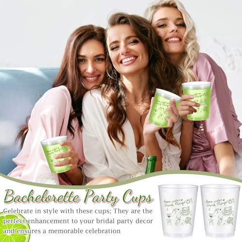 Margarita and Matrimony Bachelorette Party Cups, 16oz Frosted Plastic, 16Pk