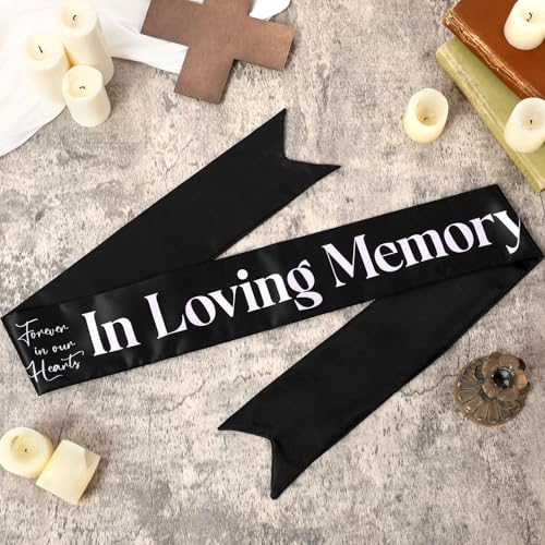 Memorial Wreath Sash 58x4 Inch Black Funeral Ribbon for Flowers