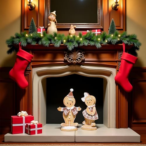 Braxio Gingerbread Boy & Girl 2pc Christmas Decor - Resin Tabletop Miniatures (Boys)