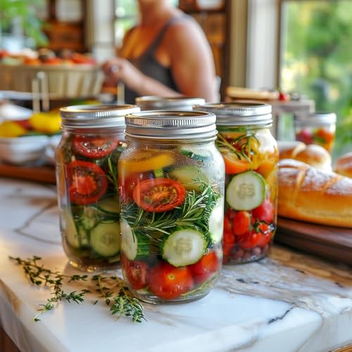 32 oz Wide Mouth Mason Jars with Lids (2 Pack) - 1 Quart Glass Canning Jars
