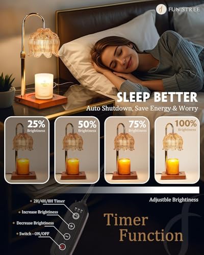 Adjustable Flower Candle Warmer Lamp with Timer & Dimmer
