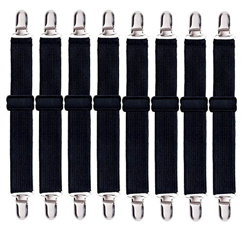 Adjustable Bed Sheet Straps Clips - Elastic Mattress Holders (8 Pack)