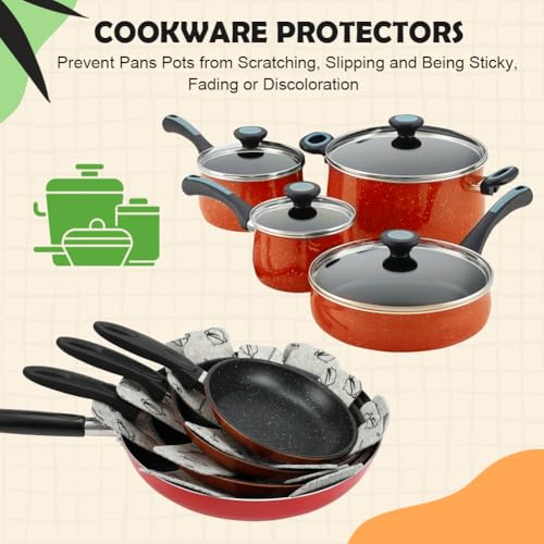 Felt Pot and Pan Protectors Set of 12 - Anti-Scratch Cookware Divider Pads