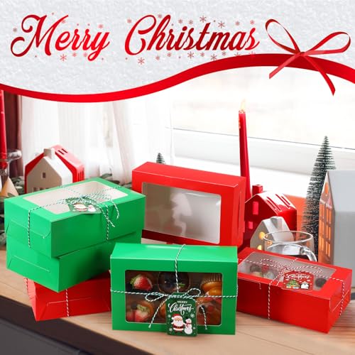 100 Pack Large Christmas Cookie Boxes with Window 9x6x3in – Maxcheck Bulk Gift Boxes