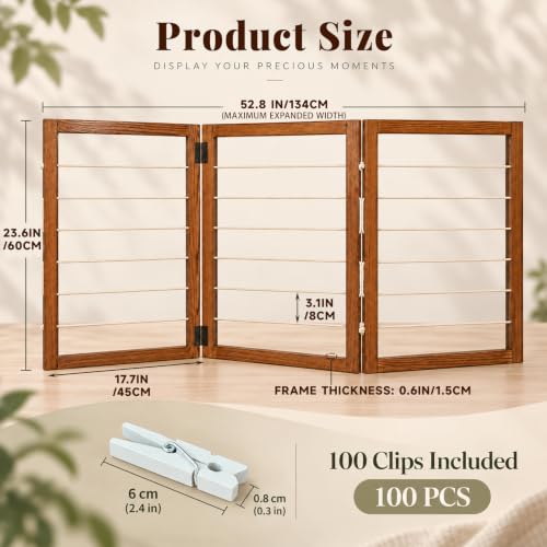 AstraSpark 3-Panel Wood Photo Hanging Boards with Clips 54x24 (54x24 inch) Rustic Farmhouse Display