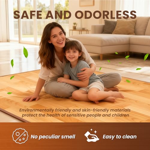 Heated Floor Mat 20x59 in Wood Texture Electric Carpet with 60 Temp Levels