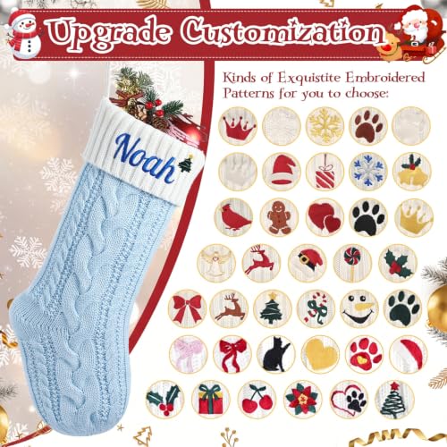 Personalized Embroidered Christmas Stocking - 18 Inch Large Cable Knit Stocking